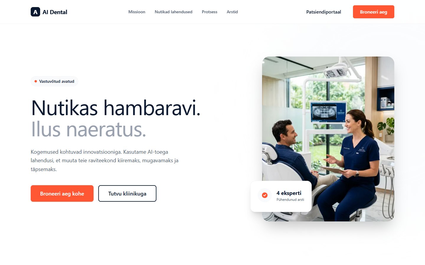 Скриншот сайта Nutikas Hambaravi
